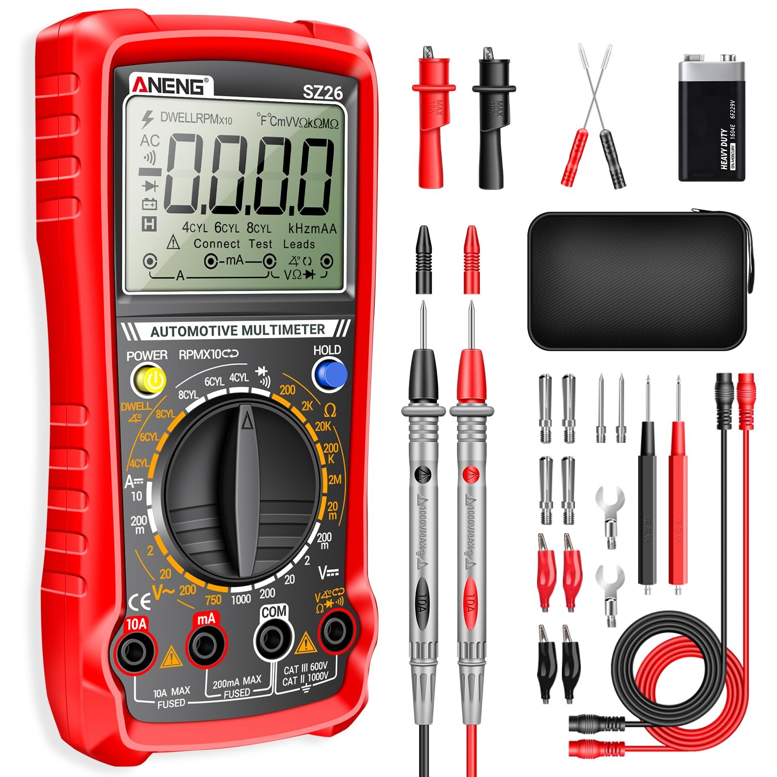 Analizador digital de motor automotriz multímetro SZ26 con TachDwell de 500-10000 RPM...-
