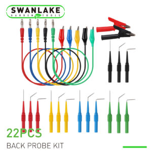 Kit de 22 piezas de sonda trasera multímetro cables de prueba herramienta sonda identificada para automoción-