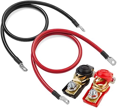 2 Piezas Cables de Batería 12V Rojo y Negro, Cables de Batería Automática 6AWG con Anillo Termina- - Image 2