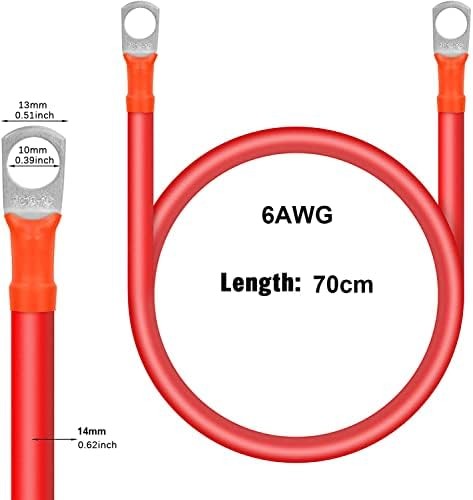2 Piezas Cables de Batería 12V Rojo y Negro, Cables de Batería Automática 6AWG con Anillo Termina- - Image 3