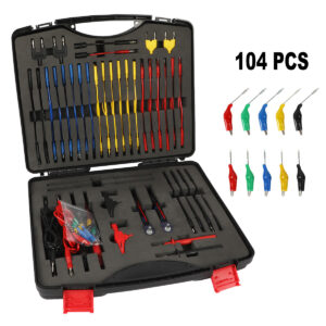 Kit de cables de prueba multímetro automotriz cables de prueba eléctricos clips de cocodrilo 104 piezas-