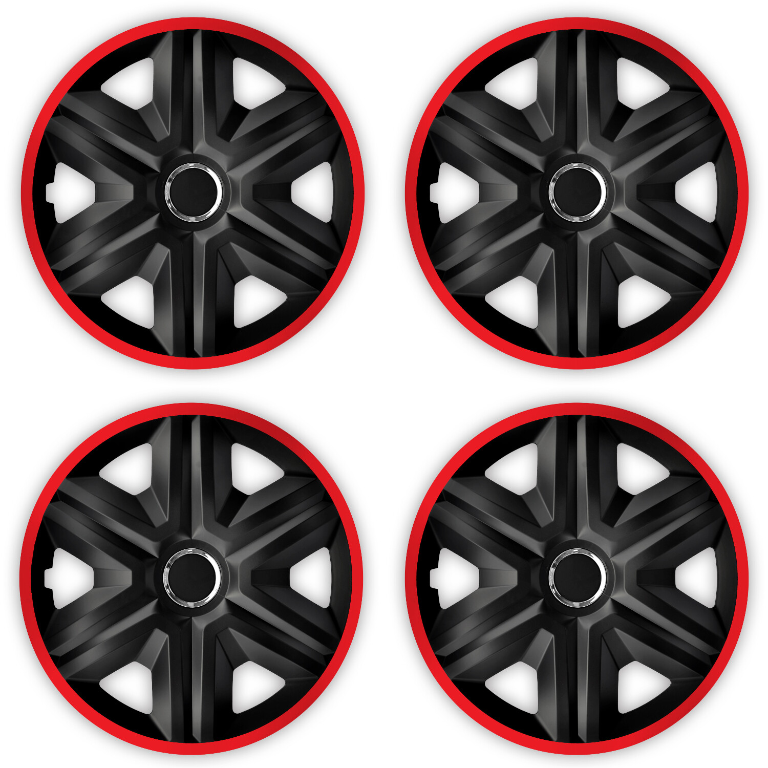 Juego de Tapacubos Universal Cubiertas de Rueda de 15" 4 Piezas Fácil Montaje Resistente Rojo Sólido- - Image 4