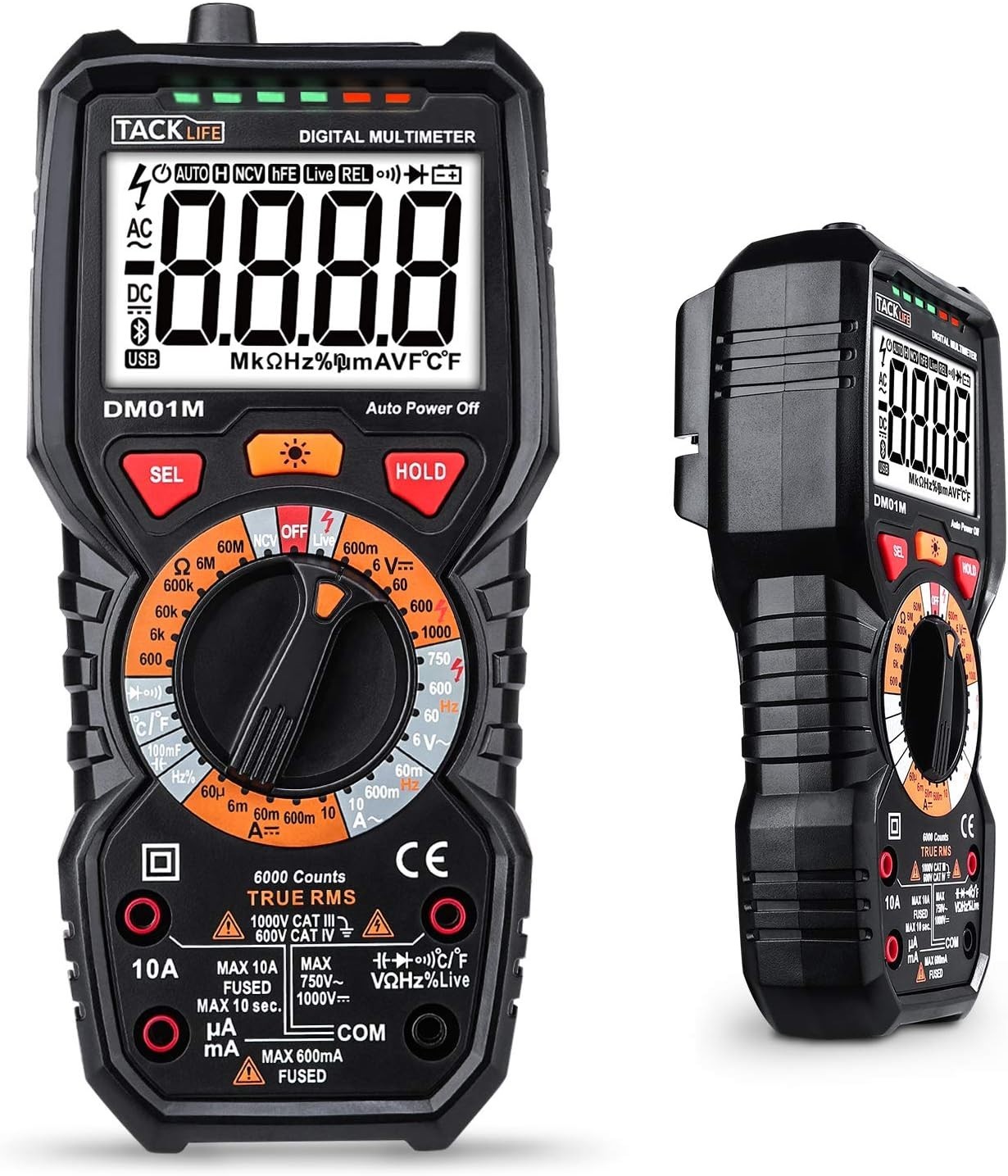 Multímetro digital TACKLIFE 6000 CNT medición manual de rango AC/DC Vol Curr-