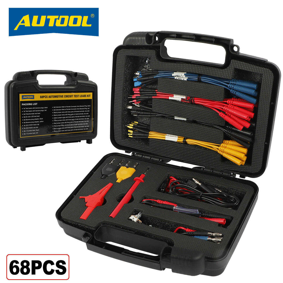 Kit de cables de prueba multímetro 68 piezas Kit de cables de prueba de circuito automotriz Prueba eléctrica-