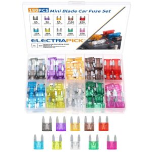 180 Piezas Coche Fusibles Coche 2-35A Mini Hoja Fusibles Coche para Automotriz Barco Camión SUV-
