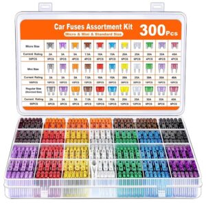 Kit surtido de fusibles de coche de 300 piezas tamaño mini + tamaño micro + tamaño estándar fusibles automotrices-
