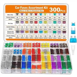 Kit de surtido de fusibles para automóvil de 300 piezas mini cuchilla automotriz y estándar y micro fusibles RV-