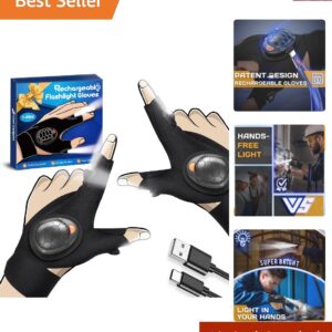 Medias de Navidad Rellenos Regalos para Hombre - Guante Linterna LED Recargable...-
