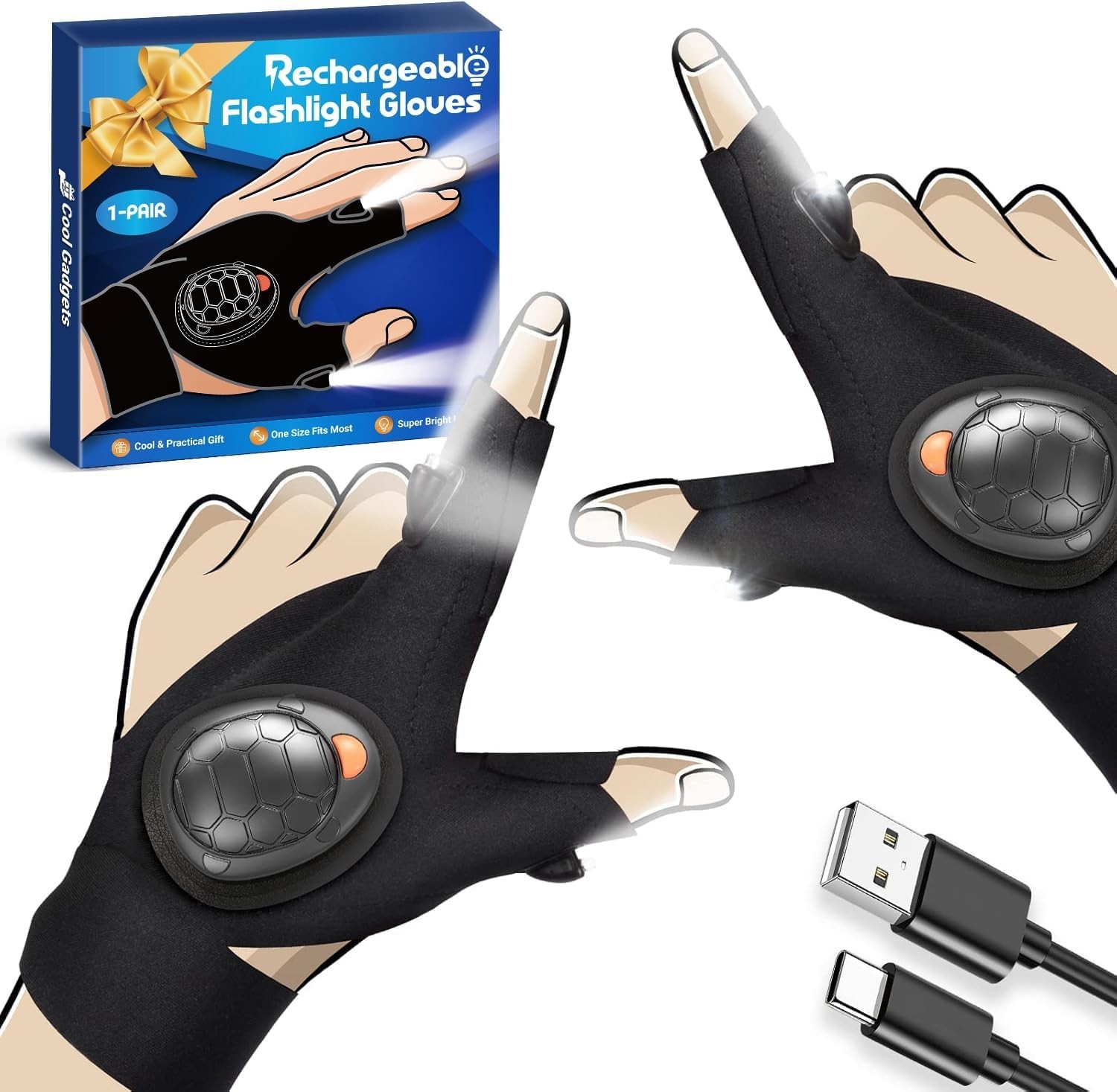 Medias de Navidad Rellenos Regalos para Hombre - Guante Linterna LED Recargable...- - Image 2