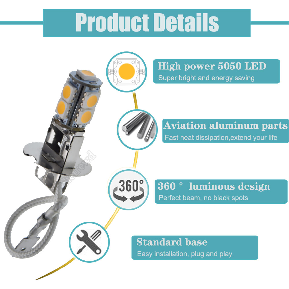 2X 6V H3 WARM WHITE LED FOG DRIVING LIGHT FLASHLIGHT TORCH HEAD BULB LAMP GLOBES - Image 5