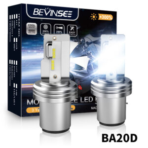 Bevinsee 2x BA20D LED Faro Moto Globos Faro Alto/Bajo 6000K 12V-