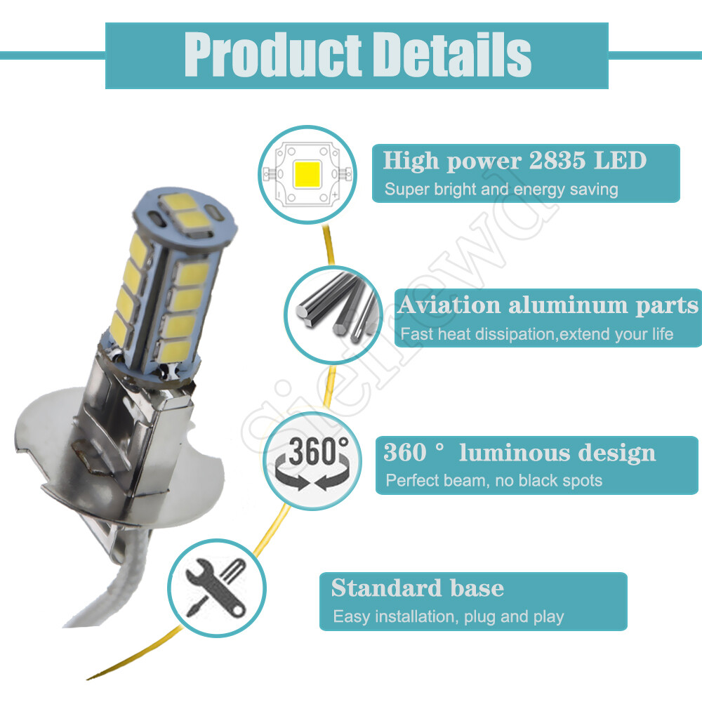 1X H3 CAR LED FOG DRIVING LIGHT FLASHLIGHT TORCH HEAD BULB LAMP GLOBES 6V 6000K - Image 5