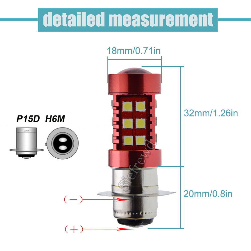 H6M P15D 3030 LED Motorbike Headlight Bulb Lamp 12V-60V White Hi/Lo Beam Globes - Image 3