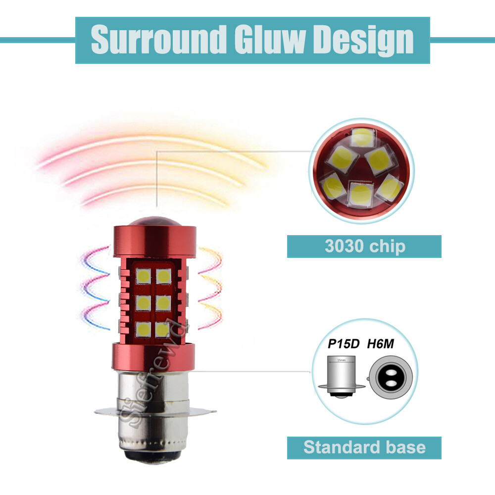 H6M P15D 3030 LED Motorbike Headlight Bulb Lamp 12V-60V White Hi/Lo Beam Globes - Image 4