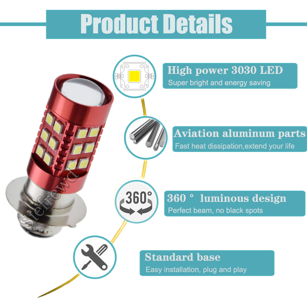 H6M P15D 3030 LED Motorbike Headlight Bulb Lamp 12V-60V White Hi/Lo Beam Globes - Image 5