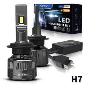 Bevinsee 2x H7 LED Faro Globos 120W 22000LM Blanco Brillante Bombillas V45 Lámpara Kit-