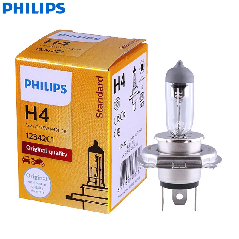 Globos de faros halógenos Philips H4 HB2 12342C1 haz alto/bajo 12V 60/55W-