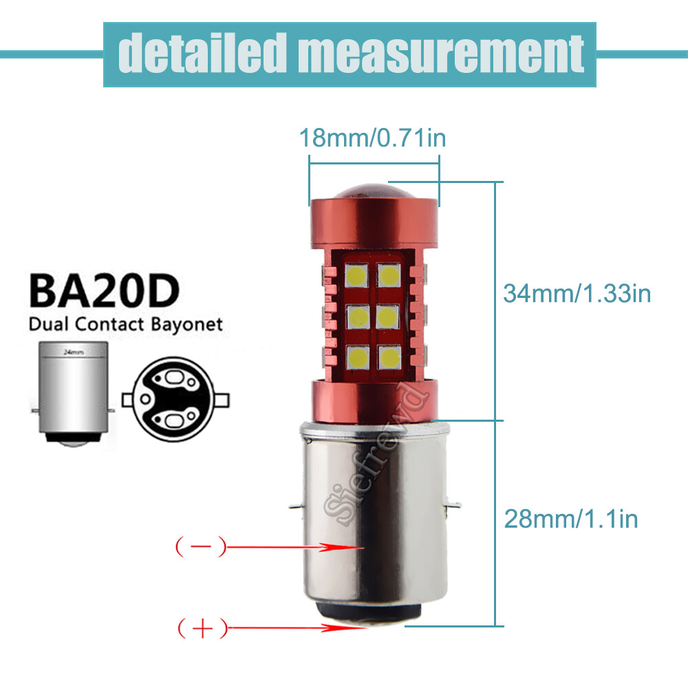 1 x BA20D H6 12V-60V LED Motorcycle Headlight Bulb Motorbike Hi/Low Beam Globes - Image 3