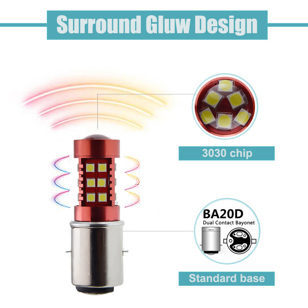 1 x BA20D H6 12V-60V LED Motorcycle Headlight Bulb Motorbike Hi/Low Beam Globes - Image 4