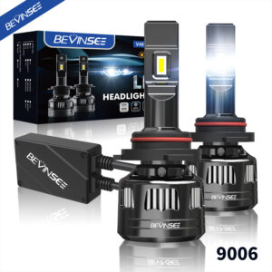 Bevinsee 2x 9006 HB4 LED Faros Globos 22000LM Blanco Brillante Coche Luz Alta Baja-