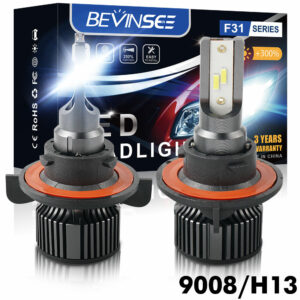 Bevinsee 2x 9008 H13 LED Faros Globos 50W 6000LM Coche Bombillas de haz alto/bajo Blanco-