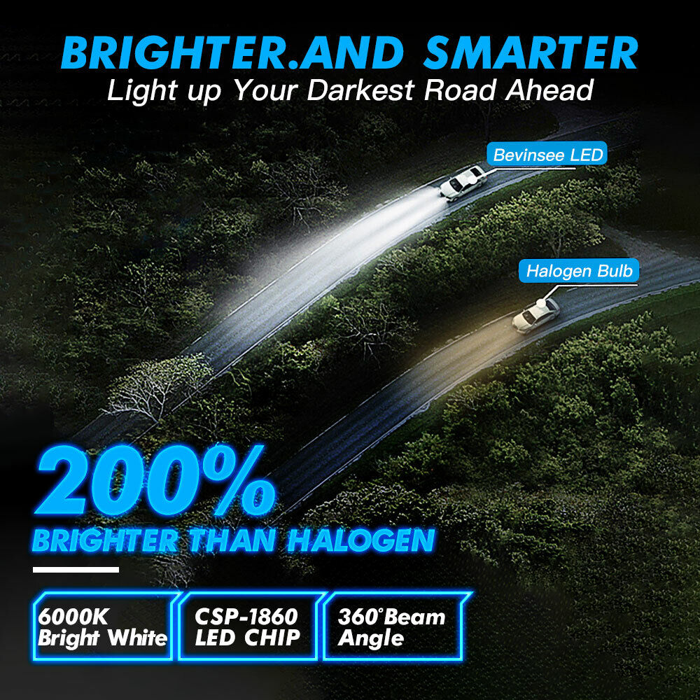 Bevinsee 2x 9008 H13 LED Faros Globos 50W 6000LM Coche Bombillas de haz alto/bajo Blanco- - Image 3