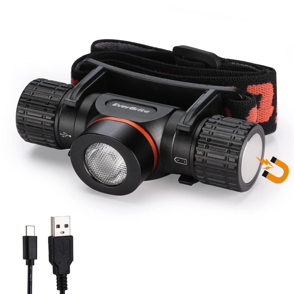 EverBrite Faro Recargable 1000 Lúmenes LED USB-C 5 Modos de Luz Base Magnética-