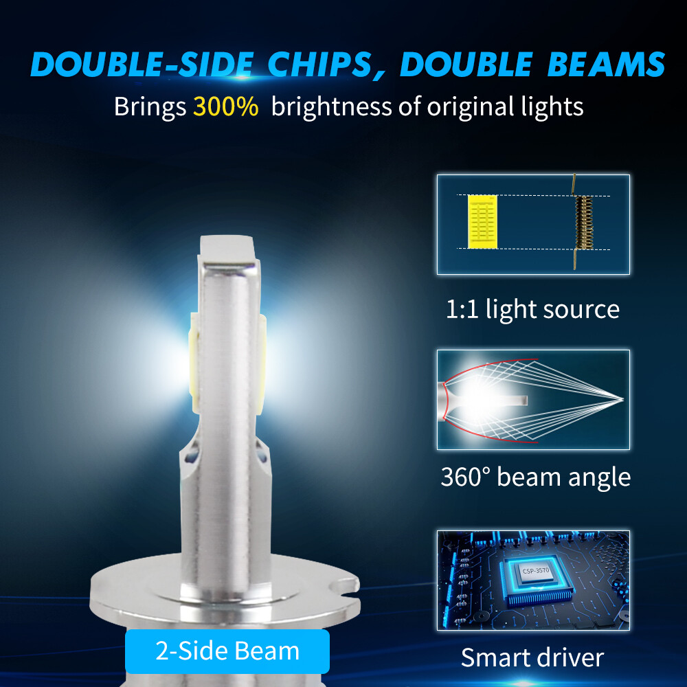 2X H3 LED Faros Globos Kit Bombillas Moto 3000LM 100W Luz Antiniebla Alta Potencia- - Image 3