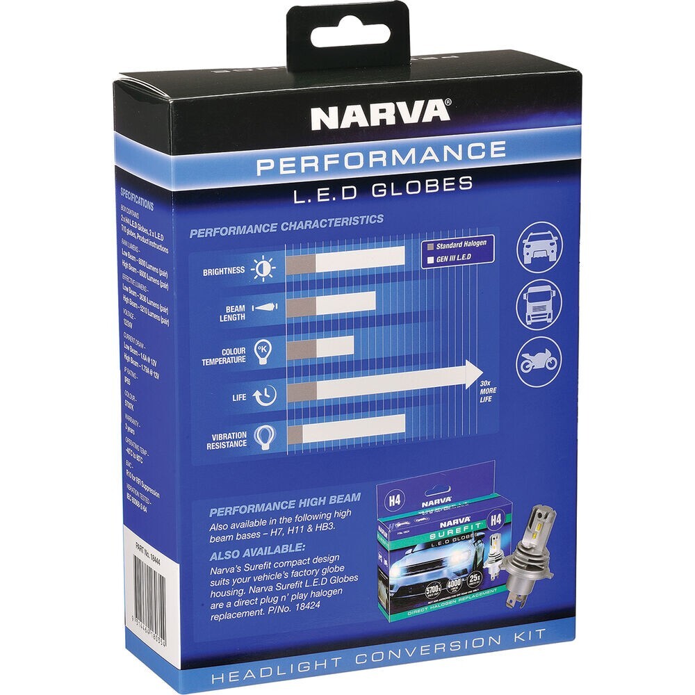 Kit de rendimiento globos faros LED Narva H4 GEN III H4 12/24V con LED T10- - Image 3