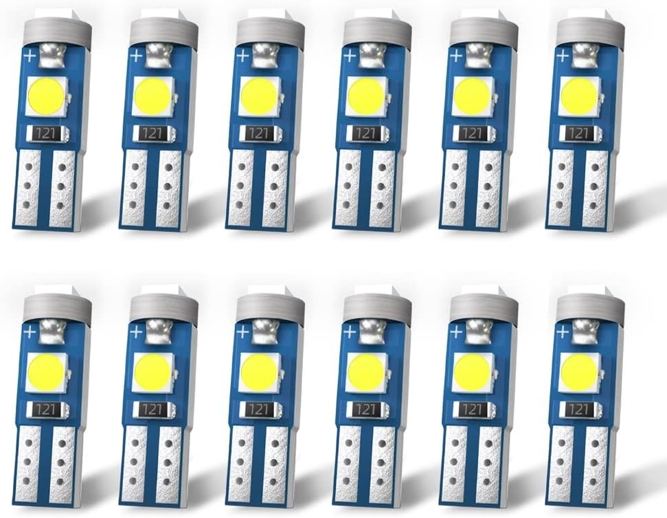 Bright T5 LED Bulbs for Automotive Interior - 6000K White Light (12 Bulbs) - Image 3