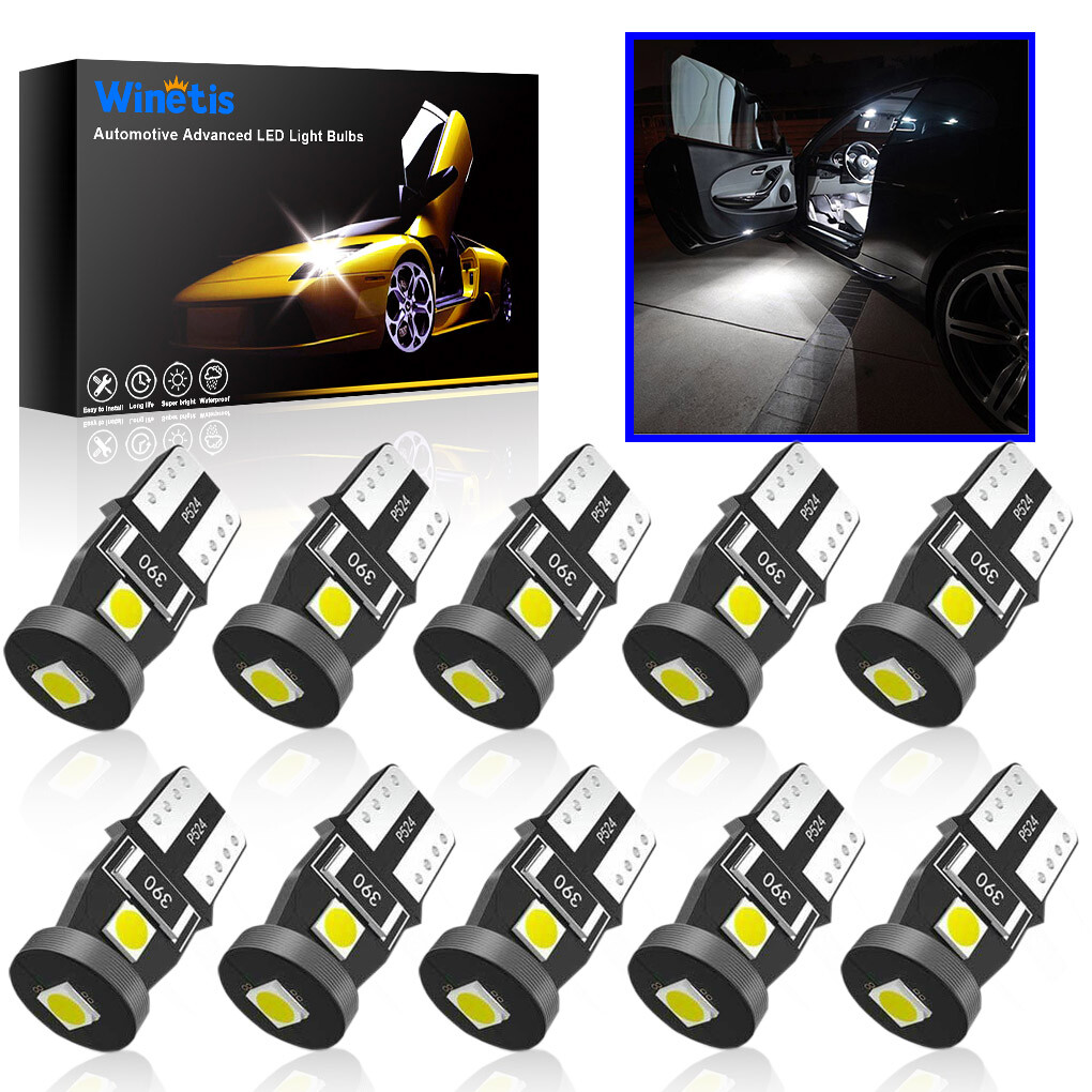 WINETIS 10 piezas Super Brillante 194 168 175 2825 T10 5 Chipsets Blanco 6000K Bombillas LED-