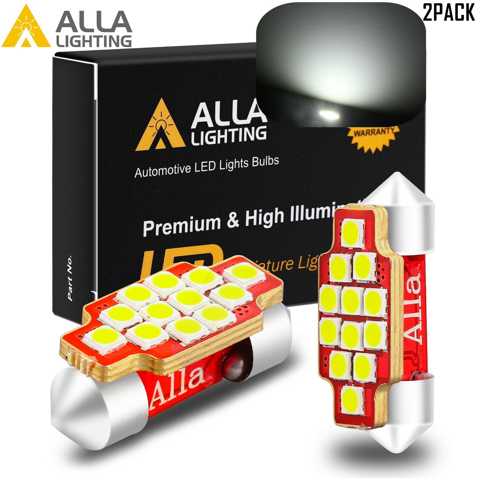 Luz domo Allá DE3175|Bombilla mapa 12-LED blanco más brillante interior superior-