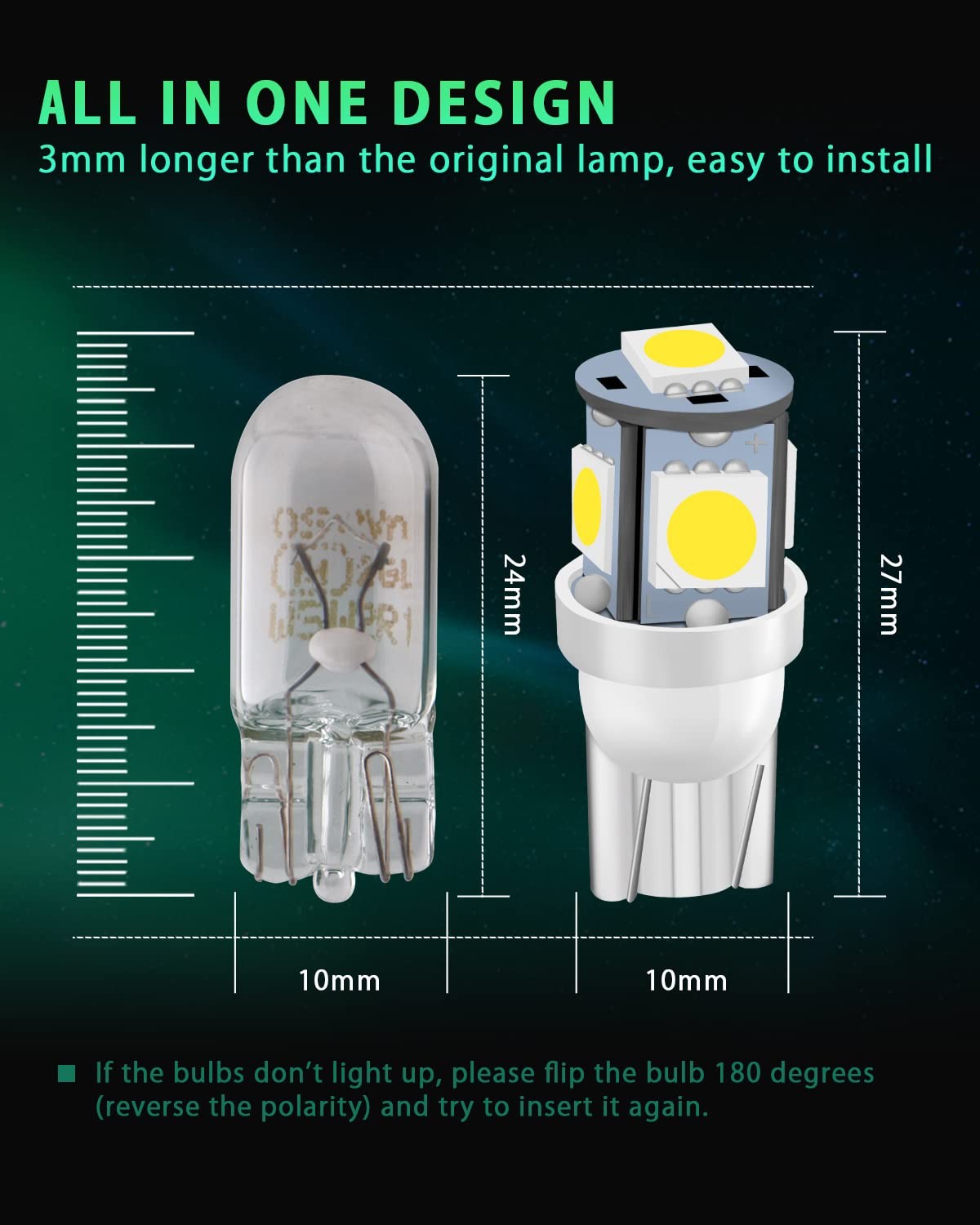 Bombilla LED 24V T10 501 Bombillas LED con 5050 5SMD 60 Lúmenes 7000K para Coche LED- - Image 2