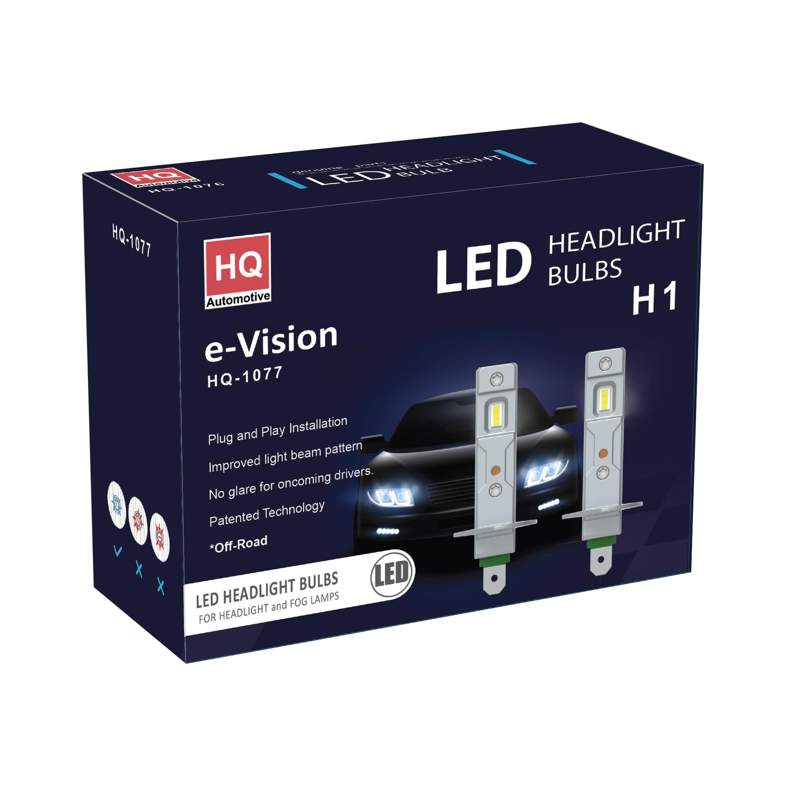 HQ Automotive e-Vision V4 LED H1 LED Faros Bombillas - Blanco, 6000K, 1900lm, 12V- - Image 4