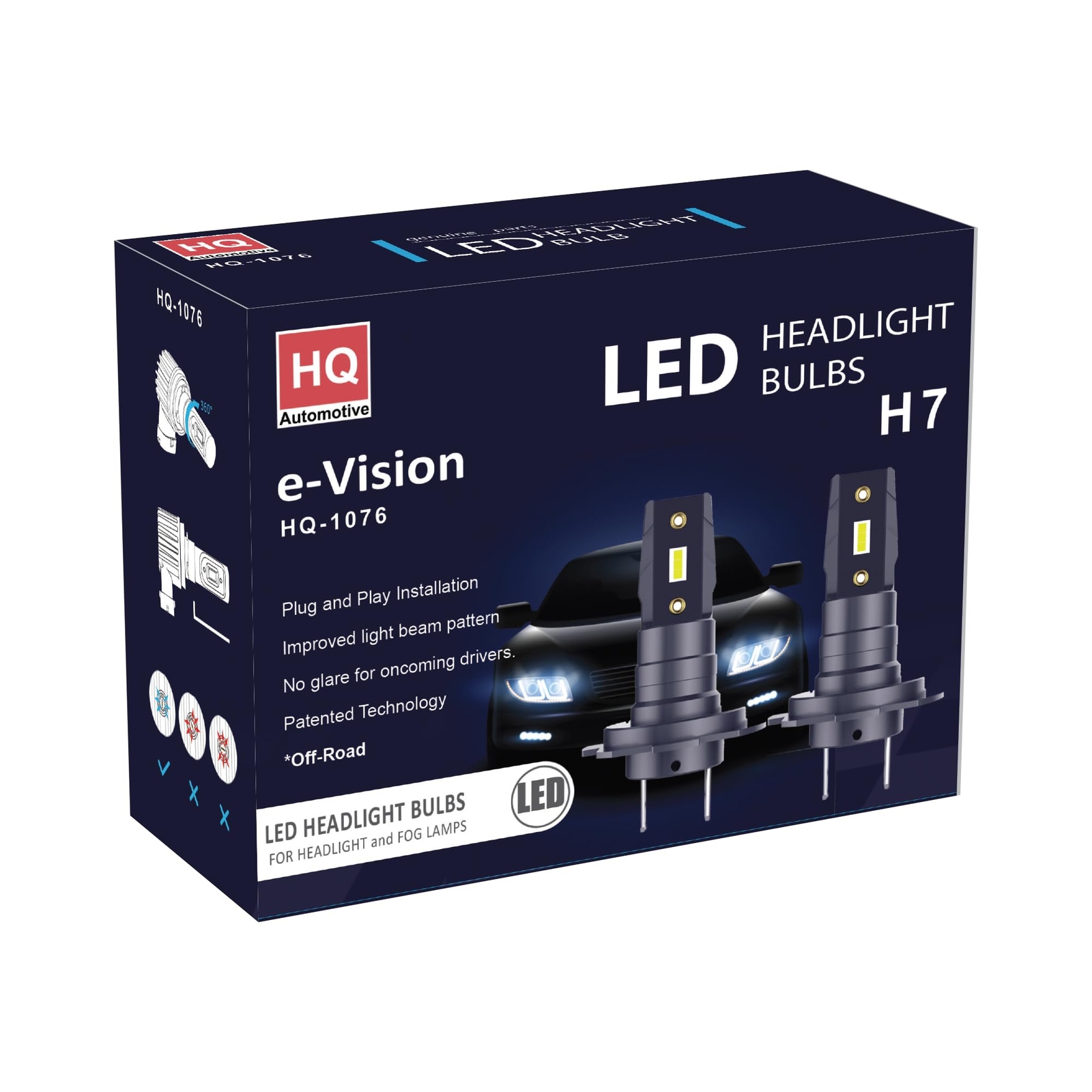 Bombillas de faros HQ Automotive e-Vision H7, bombillas LED V4 - 2500lm, 6000K, Canbus - - Image 4