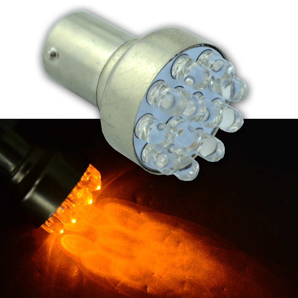 4X DC 12V AMBER BA15S 1156 LED Turn Automotive/Caravan/Boat/Trailer Light Bulbs