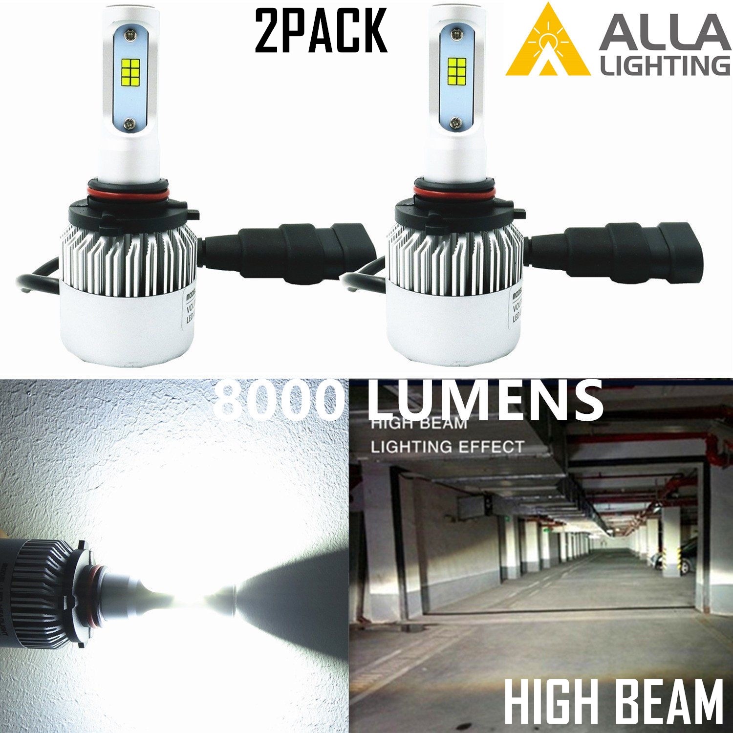 Kits de conversión de faros LED blancos bombilla de haz alto Allá Lighting 8000lm 9005 HB3-