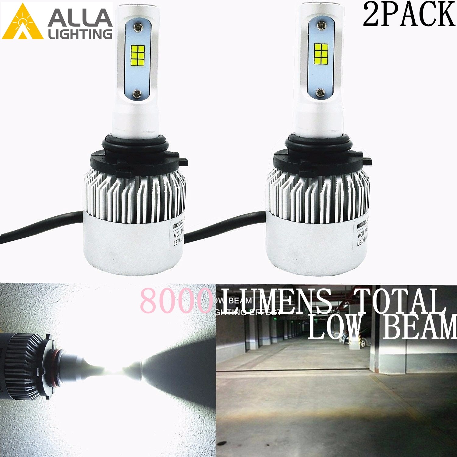 Kits de conversión de lámpara de bombilla de haz bajo faros LED blancos brillantes Allá Lighting 9006-