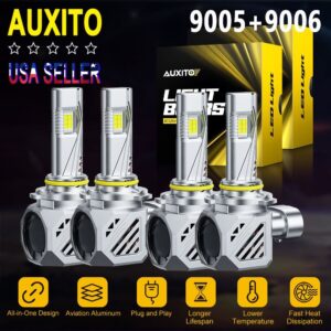 9005+9006 Combo Kit de Bombilla de Faro LED Haz Alto y Bajo Blanco Súper Brillante 6500K 4*-