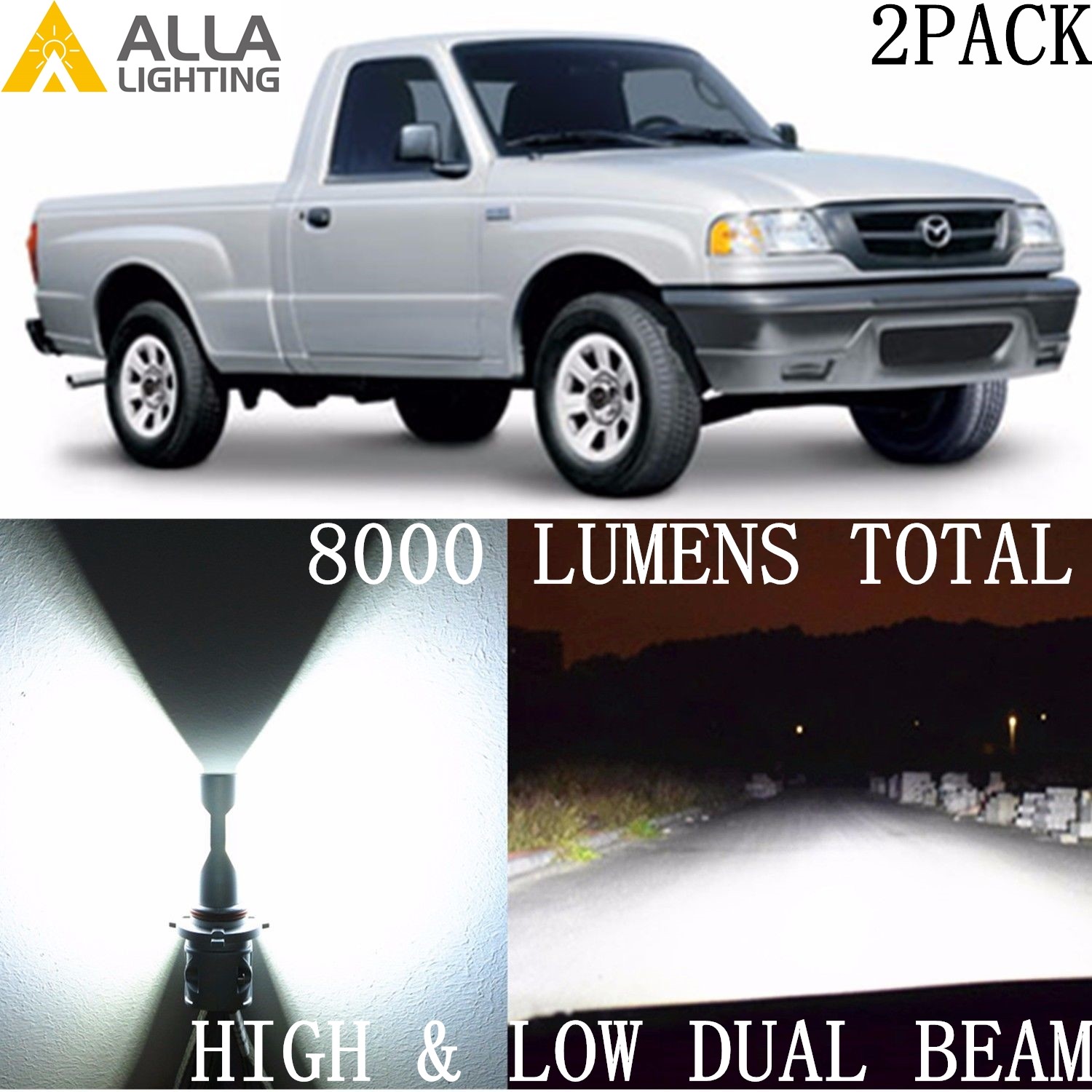 Kits de conversión LED de haz alto bajo bombilla de faros Allá Lighting 9007 para Mazda 2X-