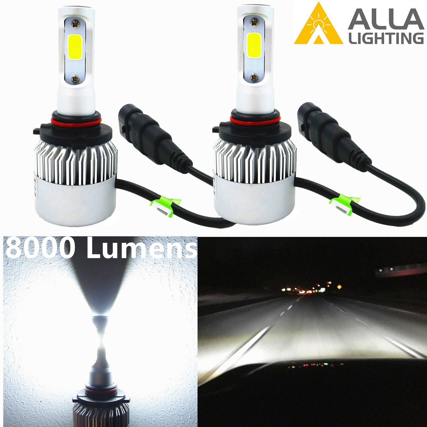 9005 HB3 LED Faro Bombilla de haz alto Lámpara Kits de reemplazo 6000K Faro blanco, 2 piezas-