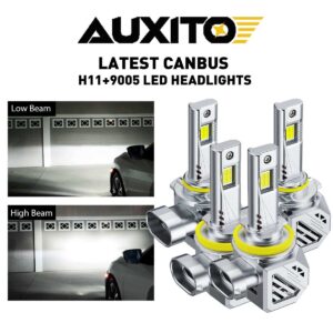 AUXITO H11 9005 4 piezas Bombillas LED Luz Alta Baja Canbus Kits 6500K 96000LM-