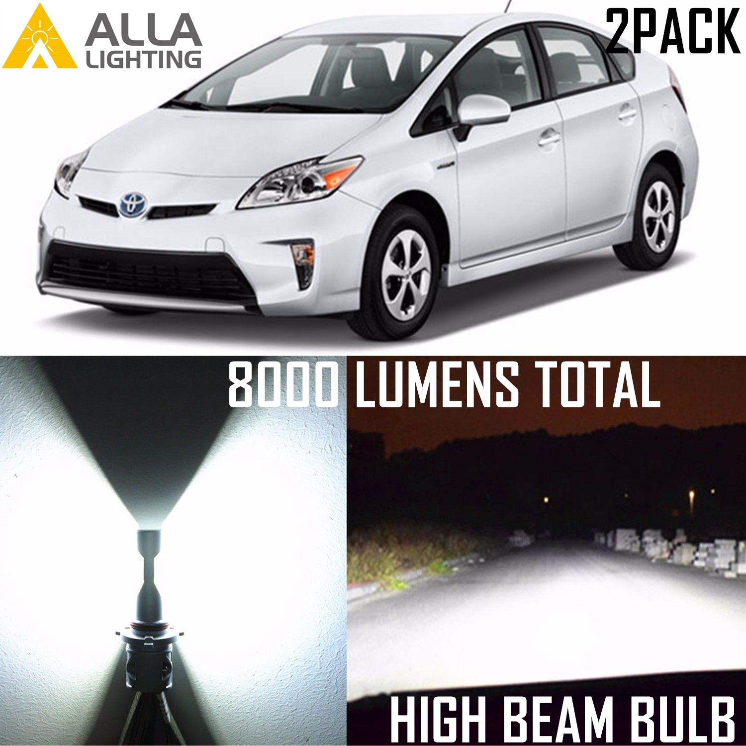 Kits de bombillas LED blancas Allá Lighting de haz alto 9005 para Toyota RAV4 06~15-