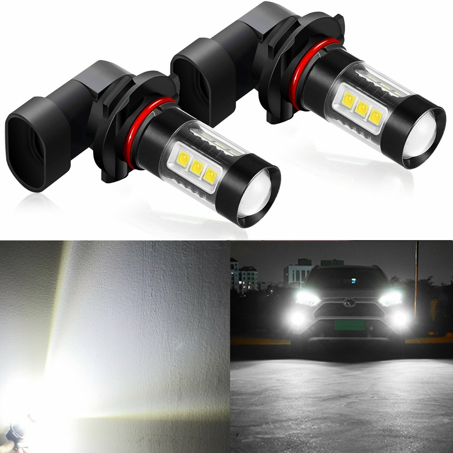 2x 80W H10 9145 LED 6000K Blanco Luces Antiniebla Bombillas SMD Kit Alta Potencia-