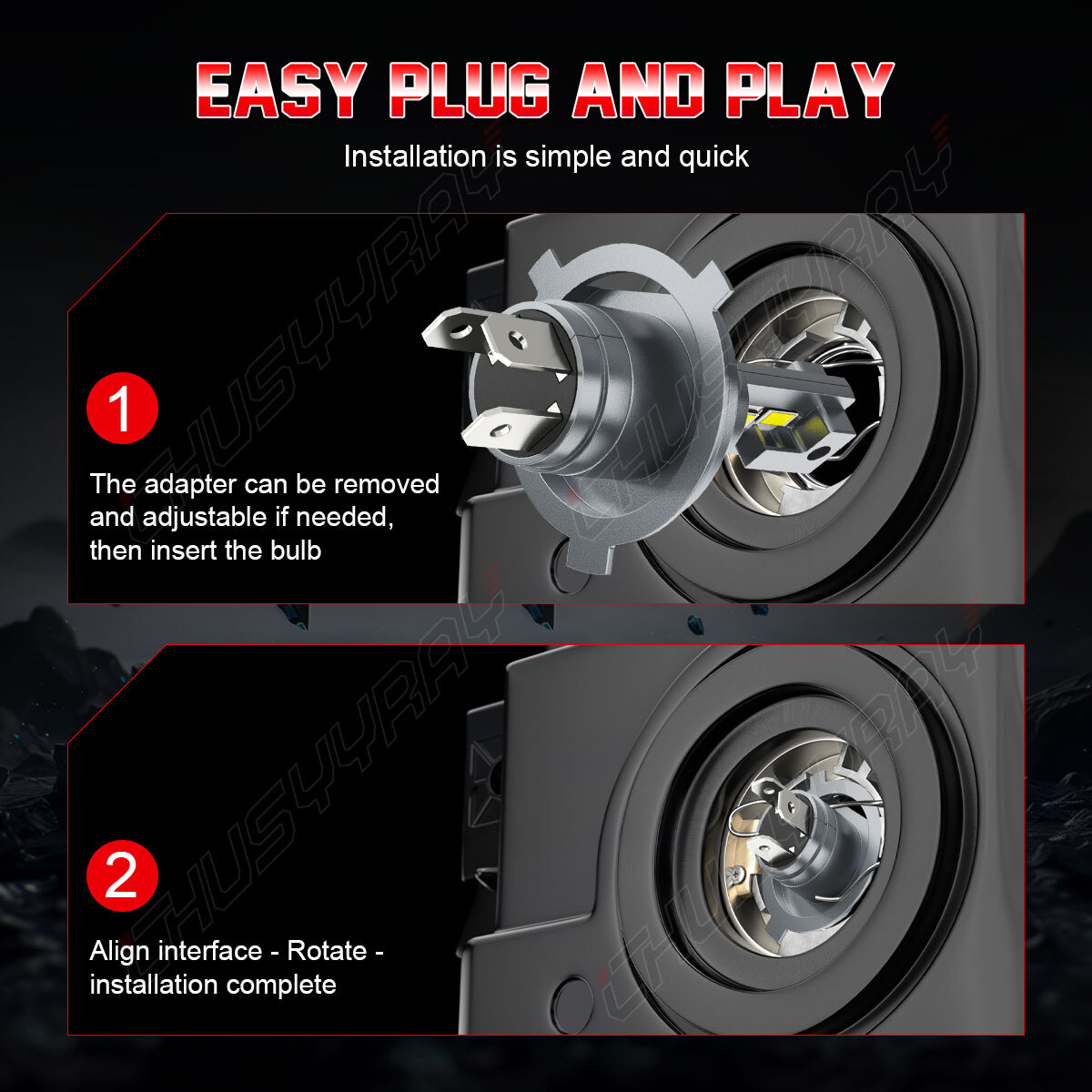 CHUSYYRAY 2x H4 LED Faros Bombillas Kits Luz Alta Baja 6000K Súper Blanco 16000LM- - Image 5