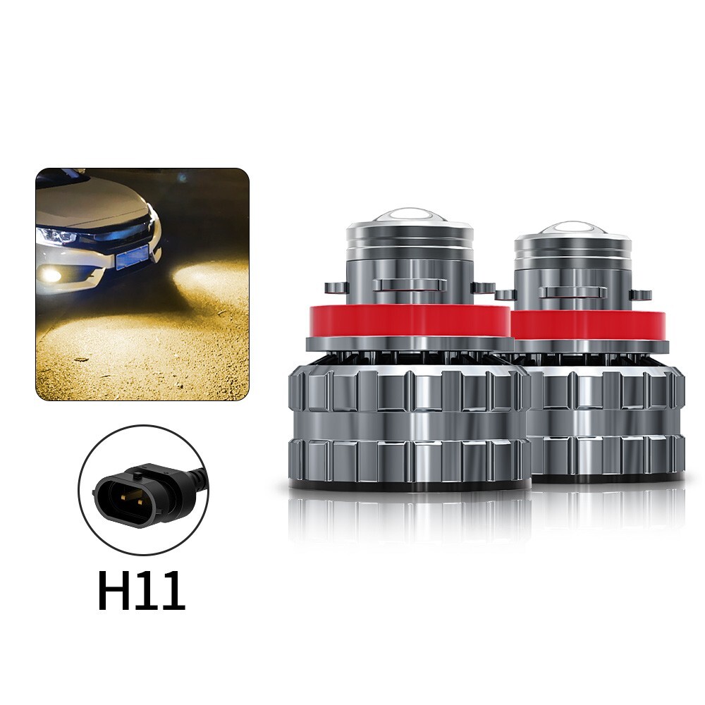 2 Piezas H11 LED Láser Faros Bombilla Proyector Automotriz Luz Antiniebla Nuevo Amarillo-