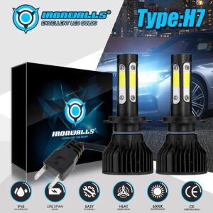 Kits de faros LED IRONWALLS H7 4 lados 2500W 375000LM bombillas 6000K luces de xenón-