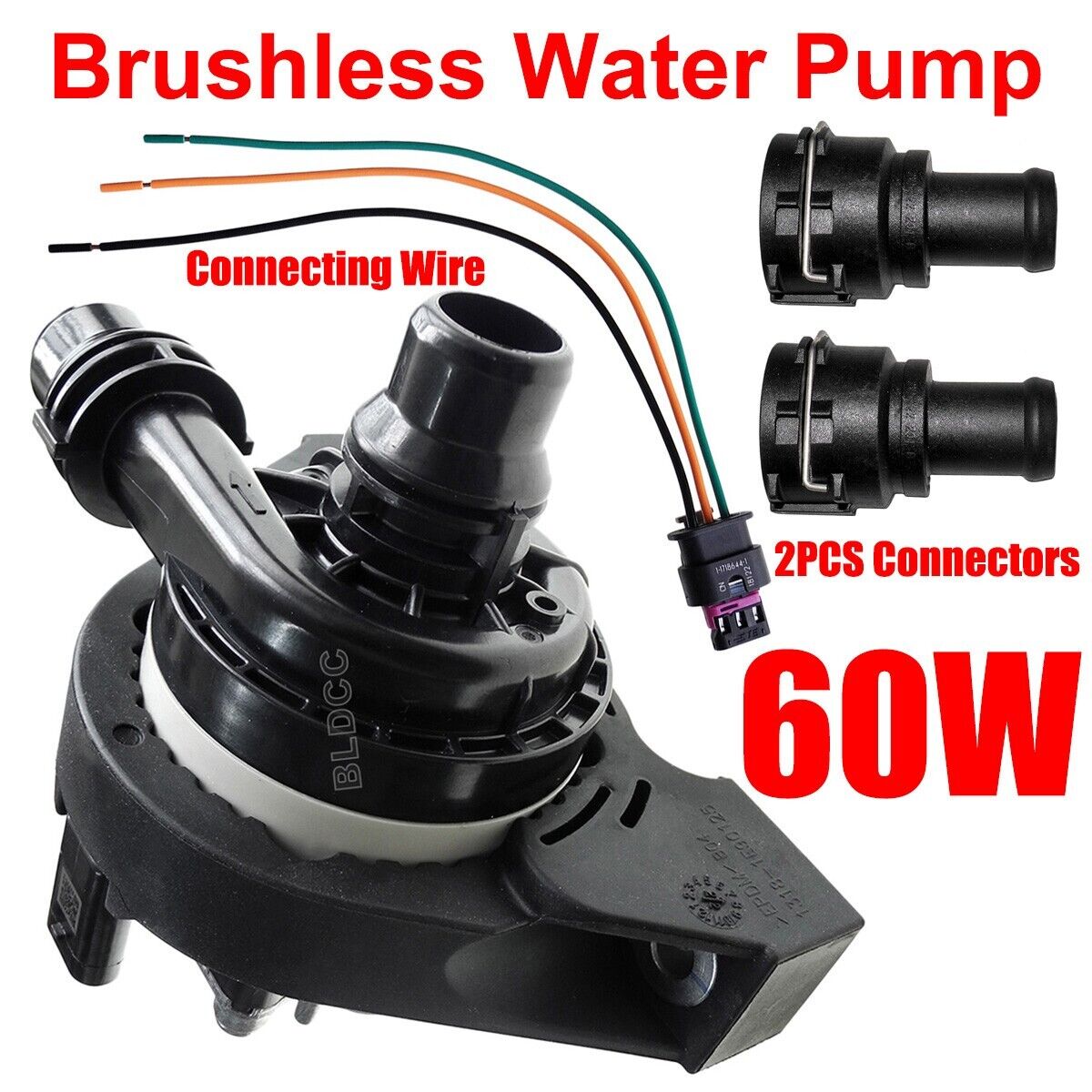 Bomba auxiliar de alto flujo 60W 12V para automóvil bomba de agua de circulación sin escobillas-