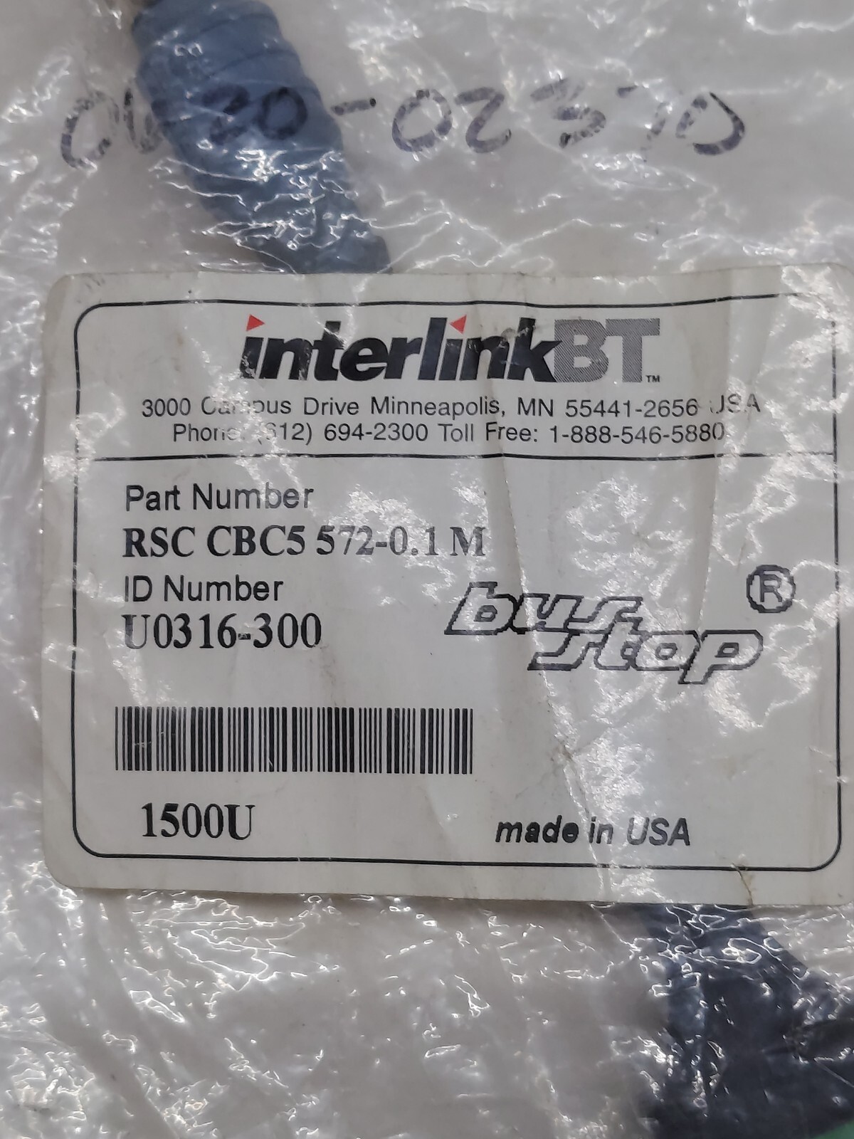 CABLE INTERLINK BT RSC CBC5 572-0.1M BusStop U0316-30 5 pines bolsa blindada nueva - - Image 2
