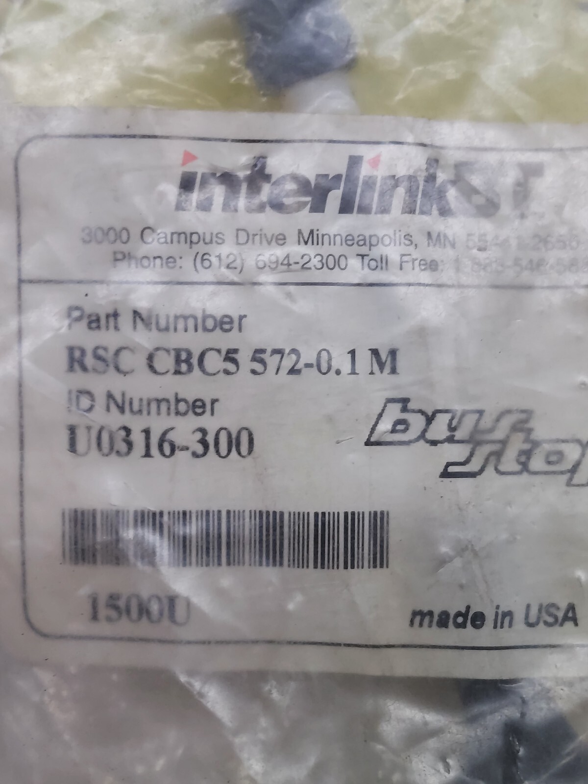 CABLE INTERLINK BT RSC CBC5 572-0.1M BusStop U0316-30 5 pines bolsa blindada nueva - - Image 3